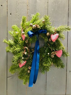 Decorated for Christmas.