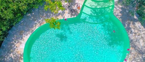 The pool area from above