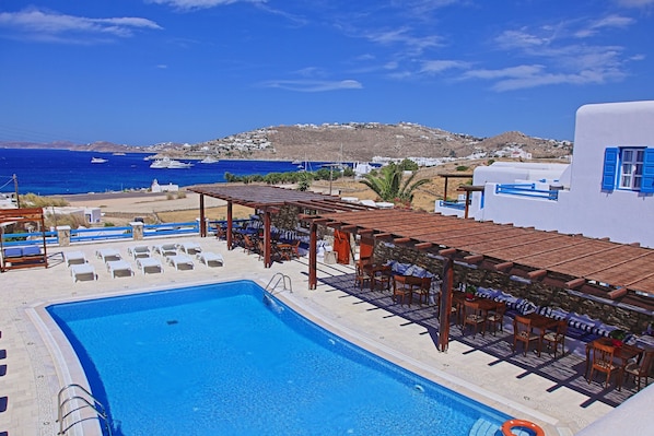 Panoramic seaside pool and Breakfast area