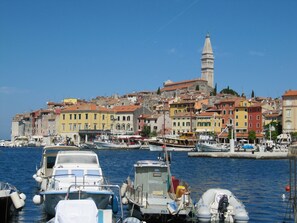 Historische Altstadt von Rovinj - hinten rechts die Ferienwohnung "Eufemia"