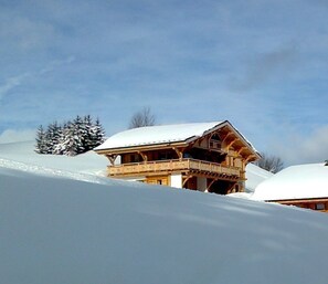 Le chalet, perché à flanc de montagne