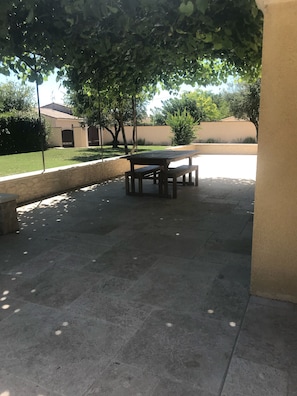 Terrasse sud sous treille