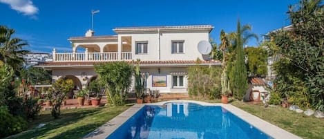 Nice pool with mosaic, mature garden and large house with azuleros decoration