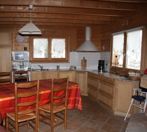 Eating area and kitchen