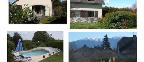  Petite maison indépendante 95m2,
Calme, tout confort 4/5 p avec vue sur les Pyrénées, terrasse privée salon de jardin, barbecue, chaises longues , piscine découvrable ( 12mx4m) et chauffée
Nombreuses activités touristiques et sportives
