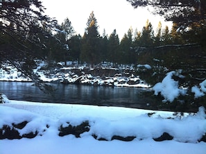 View of the river from the family room in winter.