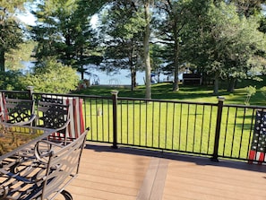 Backyard and lake view from deck