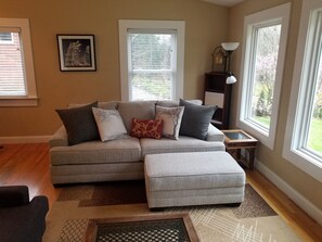 Great room with vaulted ceiling