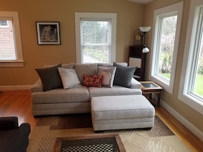 Great room with vaulted ceiling