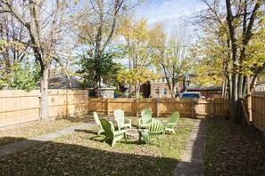 Backyard is perfect for bonfires.