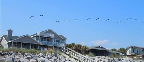 View of Home & Private Beach Access from Beach