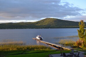 View from cabin/deck of Lac La Belle and Mt. Bohemia