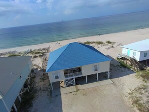 aerial view, front of the house