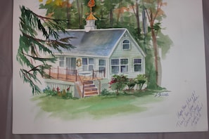 Watercolor of the cottage painted by a talented guest.