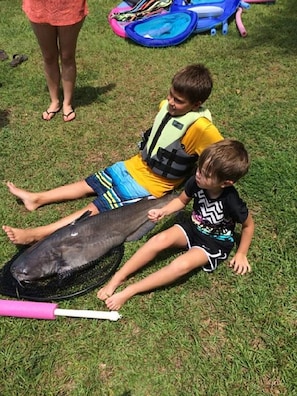 Check out this catfish, caught from the dock at the house.