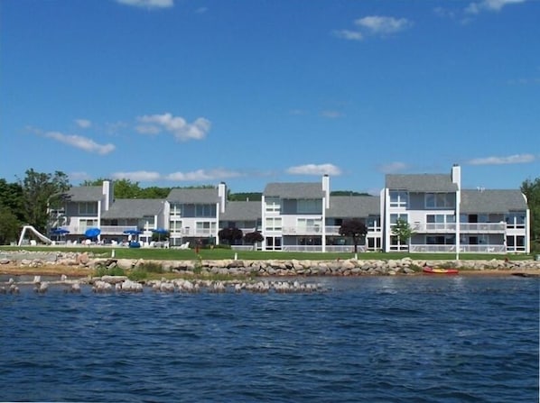 View of The Landings Complex w/ Pool From Lake Charlevoix