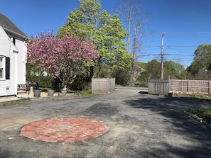 More parking that holds an additional three cars. Gates can be closed.