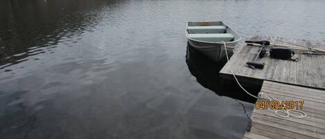 Bourne's Pond; floating dock and rowboat for fishing or just a twilight row