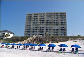 Beachcrest from the water.  Beach service is available for a fee.