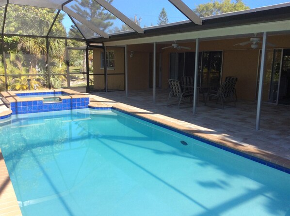 Pool, lanai and hot tub