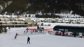 Our ski condo is the closet one to the red fence in center of picture.  Takes about 30 seconds to talk to Super B lift!!
