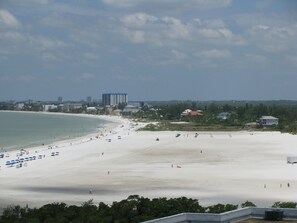 Looking North from the Condo the largest beach on the island