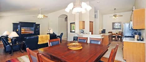 Family room, Kitchen and eating area.