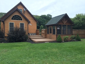 Back view with hot tub gazebo