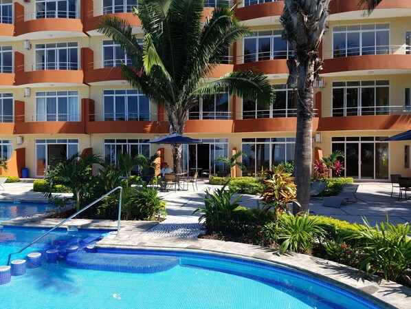 Condo building and pool