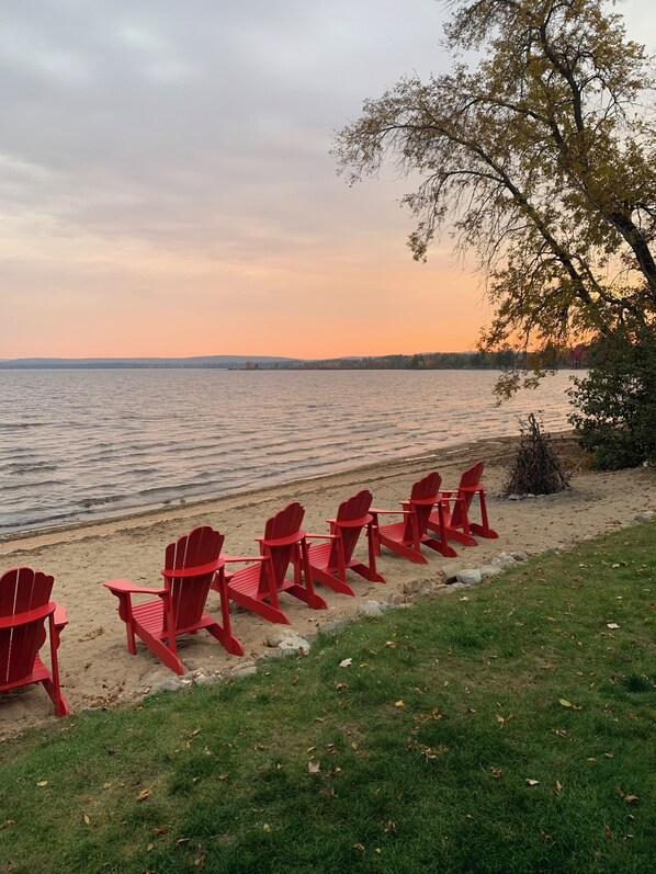 Sunset by sandy beach