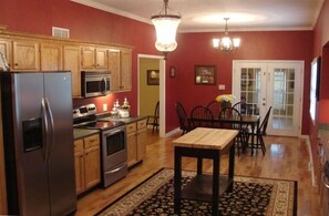 large kitchen with dining room