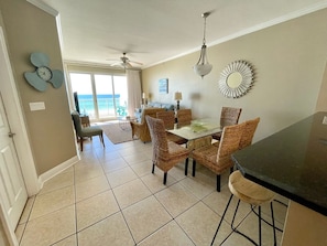 Beautiful living/dining area to watch TV, play games, or just enjoy the view!