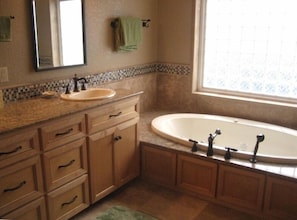 Master Bath with Jetted Tub, surround jet shower, & double sinks
