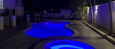 Portvue Pool and Spa deck by Night. Mood Lighting.
