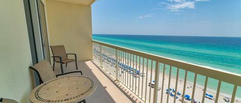 Incredible 9th floor balcony view.  Access from both living area & master suite.