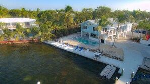 Drone view of property