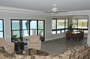 Glass-walled Living Room and Dining Room