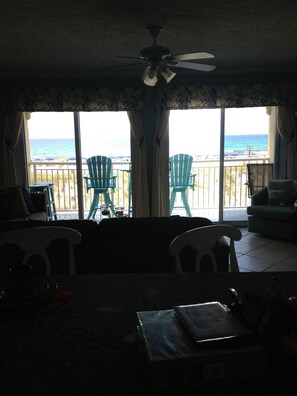 VIEW OF BALCONY AND BEAUTIFUL GULF OF MEXICO ON A SUNNY  DAY IN  2015.

