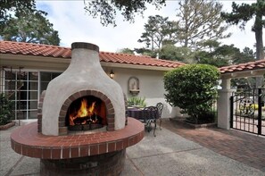 Courtyard with natural gas fireplace