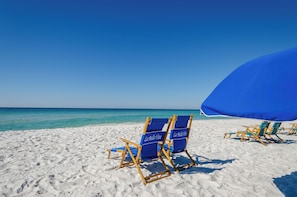 Beach chairs and umbrella included!