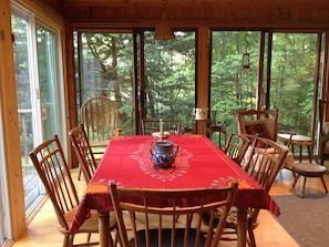 Large dining table seats 8.