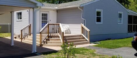 Main entrance to home with off street parking