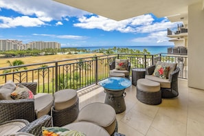 Enjoy your morning beverage or afternoon cocktail from the expansive lanai