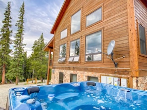 The outdoor hot tub is just steps away for you to enjoy and relax.