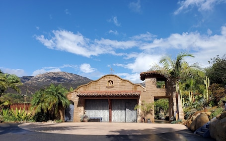 Spanish mission style home with views.