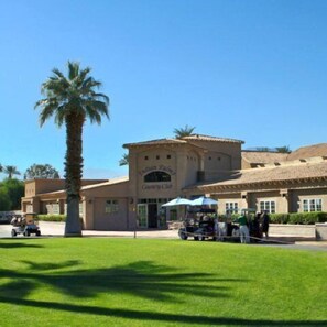 Club House, where you can find a full service restaurant and pro golf shop