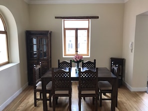 DINING ROOM with Church View