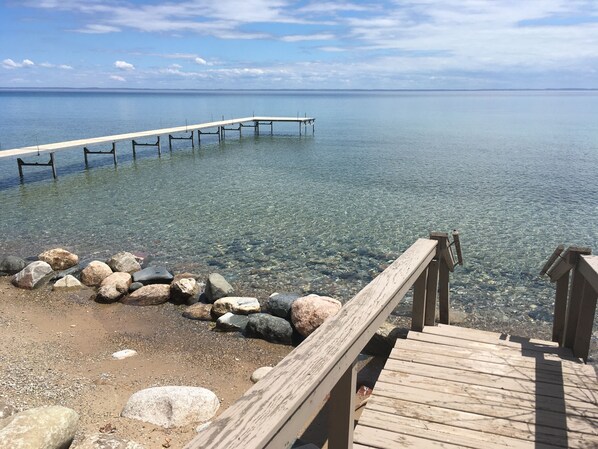 Waterfront area of Knot Just A Cottage on Grand Traverse Bay