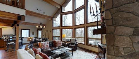 Great Room with large prow windows