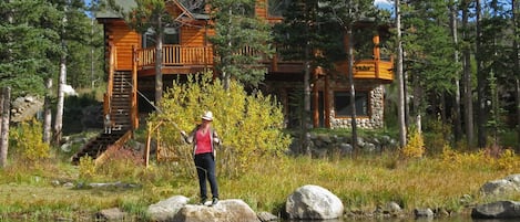Walk out the backdoor for hundreds of yards of private access fishing on a lake.